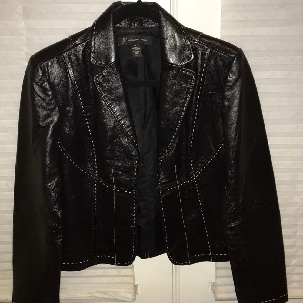 Real black leather jacket.